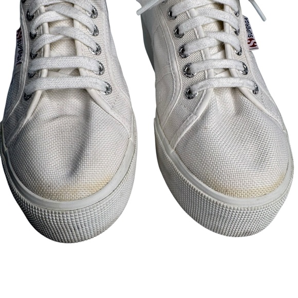 Superga 2790 Platform Sneakers white canvas Traditional Classic Lace Up Womens 8 - Picture 4 of 12